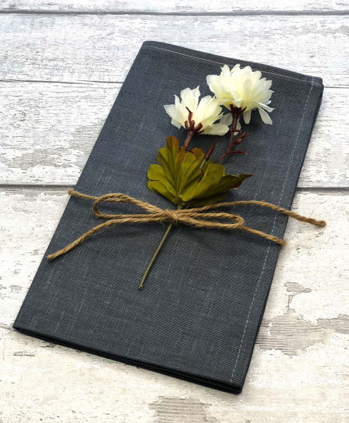 6 Halbleinen-Servietten, anthrazit, 50x50