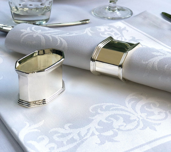 Serviettenring Louisa, oval achteckig, versilbert